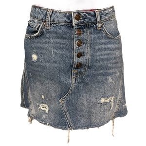 Free People Distressed Denim Skirt